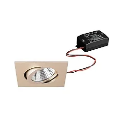 LED Einbaustrahler-Set inkl. Konverter, IP20, quadratisch, 230V, 7W 3000K 740lm 38°, schwenkbar 30°, Champagner matt