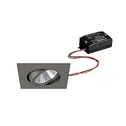 LED Einbaustrahler-Set inkl. Konverter, IP20, quadratisch, 230V, 7W 3000K 740lm 38°, schwenkbar 30°, Titan matt
