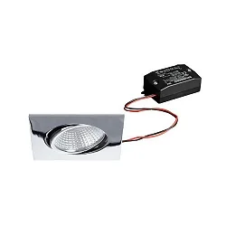 LED Einbaustrahler-Set BB05 inkl. Konverter, IP20, eckig, 230V, 6W 3000K 640lm 38°, schwenkbar 30°, Chrom