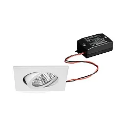 LED Einbaustrahler-Set BB05 inkl. Konverter, IP20, eckig, 230V, 6W 3000K 640lm 38°, schwenkbar 30°, Weiß
