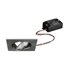 Recessed LED spot set BB05 incl. converter, IP20, square, 230V, 6W 3000K 640lm 38°, swivelling 30°, matt nickel