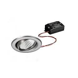 LED Einbaustrahler-Set BB09 inkl. Konverter, IP20, rund, 230V, 6W 3000K 640lm 38°, schwenkbar 25°, Edelstahl