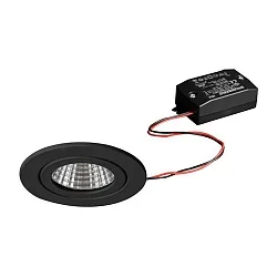 LED Einbaudownlight ITANSA R BB15, IP54, 230V AC, 50 Hz, 6W, 38°, 3000K, 680lm, rund, starr, schwarz