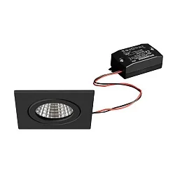 LED Einbaudownlight ITANSA S BB16, IP54, 230V AC, 50 Hz, 6W, 38°, 3000K, 680lm, quadratisch, starr, schwarz