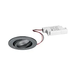 LED-Einbaustrahler TIRREL-R, IP20, rund, 230V AC, 6W 3000K 680lm 38°, schwenkbar, dimmbar, titan matt