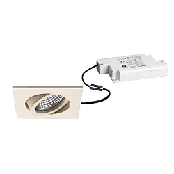 recessed spotlight TIRREL-S LED DIM square, swivelling, textured sand beige dimmable