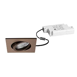 recessed spotlight TIRREL-S LED DIM square, swivelling, matte metallic brown dimmable