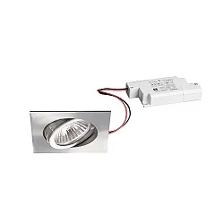 LED Einbaustrahler-Set GILLAN-S PHASE, IP20, eckig, 230V, 6W 3000K 730lm 38°, dimmbar, schwenkbar, V4A Edelstahl