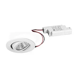 Outdoor LED Einbaustrahler-Set inkl. Konverter, IP65, rund, 230V, 6W 3000K 650lm 38°, schwenkbar 30°, dimmbar, Weiß