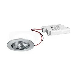 Outdoor LED Einbaustrahler-Set inkl. Konverter, IP65, rund, 230V, 6W 3000K 650lm 38°, schwenkbar 30°, dimmbar, Alu matt
