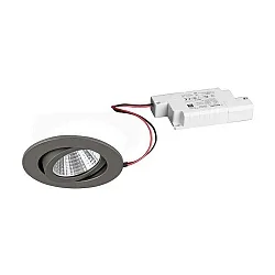 Outdoor LED Einbaustrahler-Set inkl. Konverter, IP65, rund, 230V, 6W 3000K 650lm 38°, schwenkbar 30°, dimmbar, Titan matt