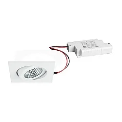 Outdoor LED Einbaustrahler-Set inkl. Konverter, IP65, quadratisch, 230V, 6W 3000K 650lm 38°, schwenkbar 30°, dimmbar, Weiß