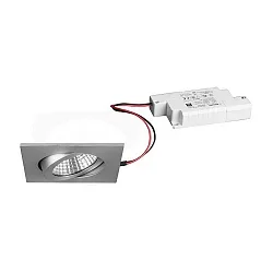 Outdoor LED Einbaustrahler-Set inkl. Konverter, IP65, quadratisch, 230V, 6W 3000K 650lm 38°, schwenkbar 30°, dimmbar, Alu matt