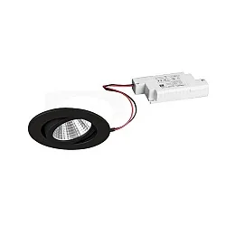 LED Einbaustrahler-Set inkl. Konverter, IP20, rund, 230V, 7W 3000K 740lm 38°, schwenkbar 30°, dimmbar, Schwarz