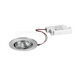 LED Einbaustrahler-Set inkl. Konverter, IP20, rund, 230V, 7W 3000K 740lm 38°, schwenkbar 30°, dimmbar, Alu matt