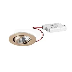 LED Einbaustrahler-Set inkl. Konverter, IP20, rund, 230V, 7W 3000K 740lm 38°, schwenkbar 30°, dimmbar, Champagner matt