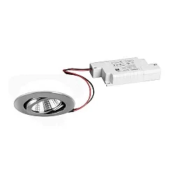 LED Einbaustrahler-Set BB03 inkl. Konverter, IP20, rund, 230V, 6W 3000K 640lm 38°, schwenkbar 30°, dimmbar, Chrom