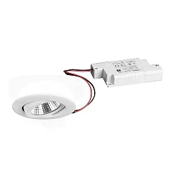 LED Einbaustrahler-Set BB03 inkl. Konverter, IP20, rund, 230V, 6W 3000K 640lm 38°, schwenkbar 30°, dimmbar, Weiß