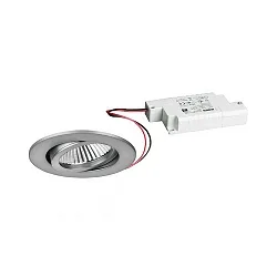 LED Einbaustrahler-Set BB03 inkl. Konverter, IP20, rund, 230V, 6W 3000K 640lm 38°, schwenkbar 30°, dimmbar, Nickel matt