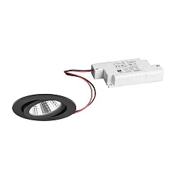 LED-Einbaustrahler 230 V AC, 50 Hz, 6 W, 38°, 3000 K, 640 lm, rund, schwenkbar, schwarz