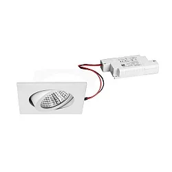 LED Einbaustrahler-Set inkl. Konverter, IP20, eckig, 230V, 7W 3000K 740lm 38°, schwenkbar 30°, dimmbar, Weiß