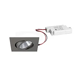 LED Einbaustrahler-Set inkl. Konverter, IP20, eckig, 230V, 7W 3000K 740lm 38°, schwenkbar 30°, dimmbar, Titan matt
