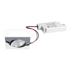 LED Einbaustrahler-Set BB05 inkl. Konverter, IP20, eckig, 230V, 6W 3000K 640lm 38°, schwenkbar 30°, dimmbar, Chrom