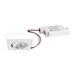 LED Einbaustrahler-Set BB05 inkl. Konverter, IP20, eckig, 230V, 6W 3000K 640lm 38°, schwenkbar 30°, dimmbar, Weiß
