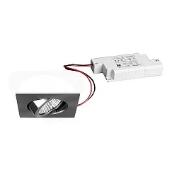 LED Einbaustrahler-Set BB05 inkl. Konverter, IP20, eckig, 230V, 6W 3000K 640lm 38°, schwenkbar 30°, dimmbar, Nickel matt