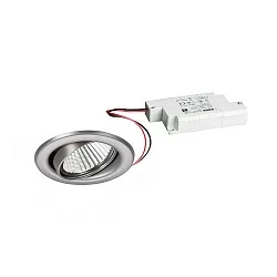 LED Einbaustrahler-Set BB09 inkl. Konverter, IP20, rund, 230V, 6W 3000K 640lm 38°, schwenkbar 25°, Edelstahl