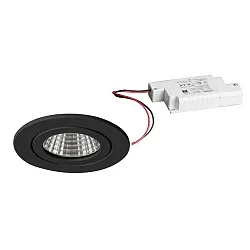 LED Einbaudownlight ITANSA R BB15, IP54, 230V AC, 50 Hz, 6W, 38°, 3000K, 680lm, rund, starr, schwarz, dimmbar