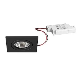 LED Einbaudownlight ITANSA S BB16, IP54, 230V AC, 50 Hz, 6W, 38°, 3000K, 680lm, quadratisch, starr, schwarz, dimmbar