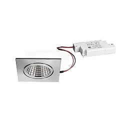 Outdoor LED Einbau-Downlight-Set BB16 inkl. Konverter, V4A, IP54, eckig, 230V, 6W 3000K 640lm 38°, dimmbar, Edelstahl