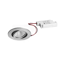 LED Einbaustrahler-Set dim2warm inkl. Konverter, IP20, rund, 230V, 6W 1800-3000K 460lm 38°, schwenkbar 30°, Alu matt