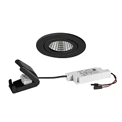 LED Einbaudownlight ITANSA R BB15, IP54, 230V AC, 50 Hz, 6W, 38°, 3000K, 680lm, rund, schwarz matt, dimmbar