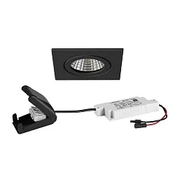 LED Einbaudownlight ITANSA S BB16, IP54, 230V AC, 50 Hz, 6W, 38°, 3000K, 680lm, quadratisch, schwarz matt, dimmbar