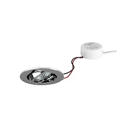 LED-Einbaustrahler TIRREL-R, IP20, rund, 230V AC, 6W 3000K 680lm 38°, schwenkbar, dimmbar (Rundkonverter), chrom