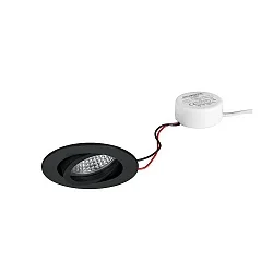 LED-Einbaustrahler TIRREL-R, IP20, rund, 230V AC, 6W 3000K 680lm 38°, schwenkbar, dimmbar (Rundkonverter), schwarz