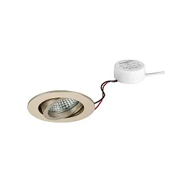 LED-Einbaustrahler TIRREL-R, IP20, rund, 230V AC, 6W 3000K 680lm 38°, schwenkbar, dimmbar (Rundkonverter), champagner matt