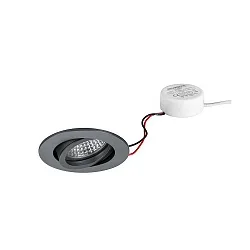 LED-Einbaustrahler TIRREL-R, IP20, rund, 230V AC, 6W 3000K 680lm 38°, schwenkbar, dimmbar (Rundkonverter), titan matt