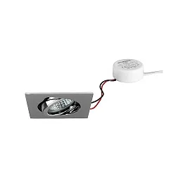 LED-Einbaustrahler TIRREL-S, IP20, eckig, 230V AC, 6W 3000K 680lm 38°, schwenkbar, dimmbar (Rundkonverter), chrom