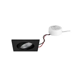 LED-Einbaustrahler TIRREL-S, IP20, eckig, 230V AC, 6W 3000K 680lm 38°, schwenkbar, dimmbar (Rundkonverter), schwarz