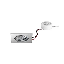 LED-Einbaustrahler TIRREL-S, IP20, eckig, 230V AC, 6W 3000K 680lm 38°, schwenkbar, dimmbar (Rundkonverter), alu matt
