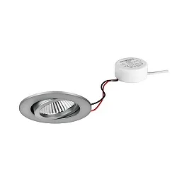 LED-Einbaustrahler-Set BB03 mit rund-Konverter, IP20, rund, 230V, 6W 3000K 640lm 38°, schwenkbar 30°, dimmbar, Nickel matt