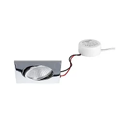 LED-Einbaustrahler-Set BB03 mit rund-Konverter, IP20, eckig, 230V, 6W 3000K 640lm 38°, schwenkbar 30°, dimmbar, Chrom