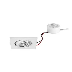 Recessed LED spot set BB03 with round converter, IP20, square, 230V, 6W 3000K 640lm 38°, swivelling 30°, dimmable, white