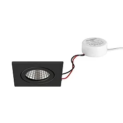 LED Einbaudownlight ITANSA S BB16, IP54, 230V AC, 50 Hz, 6W, 38°, 3000K, 680lm, quadratisch, starr, schwarz