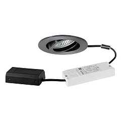 LED-Einbaustrahler TIRREL-R, IP20, rund, 230V AC, 6W 3000K 680lm 38°, schwenkbar, mit AB, DALI dimmbar, vinylschwarz