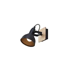 Wand- und Deckenleuchte DACTYL, E14, strukturschwarz / Holz hell