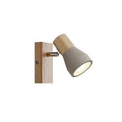 Wand- und Deckenstrahler BOLORIA, E14, Holz hell / Schirm Beton, matt